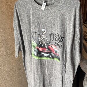 Gildan Gray T-Shirt with Skeleton Mowing Design
